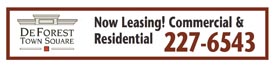 DeForest Town Square leasing banner.