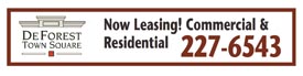 DeForest Town Square leasing banner.