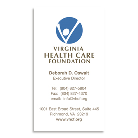 Virginia Health Care Foundation business card.